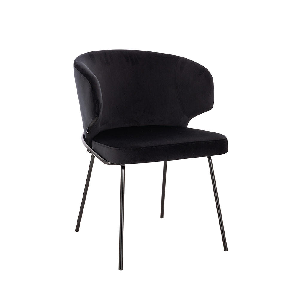 ESSZIMMERSTUHL AMARA - 1, Samt Schwarz - Schwarz, Kunststoff (55/79/59cm) - Home Deluxe