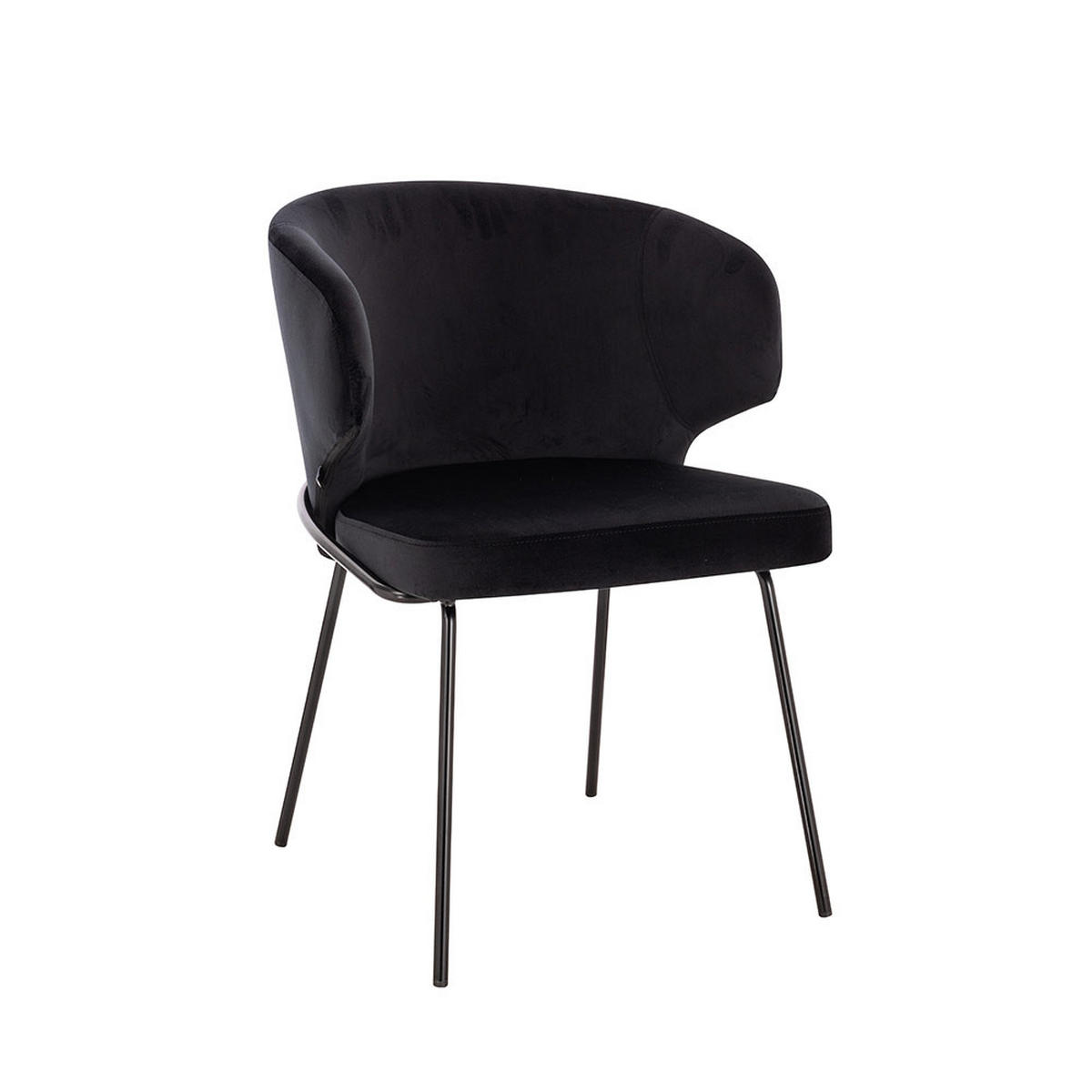 ESSZIMMERSTUHL AMARA - 1, Samt Schwarz - Schwarz, Kunststoff (55/79/59cm) - Home Deluxe