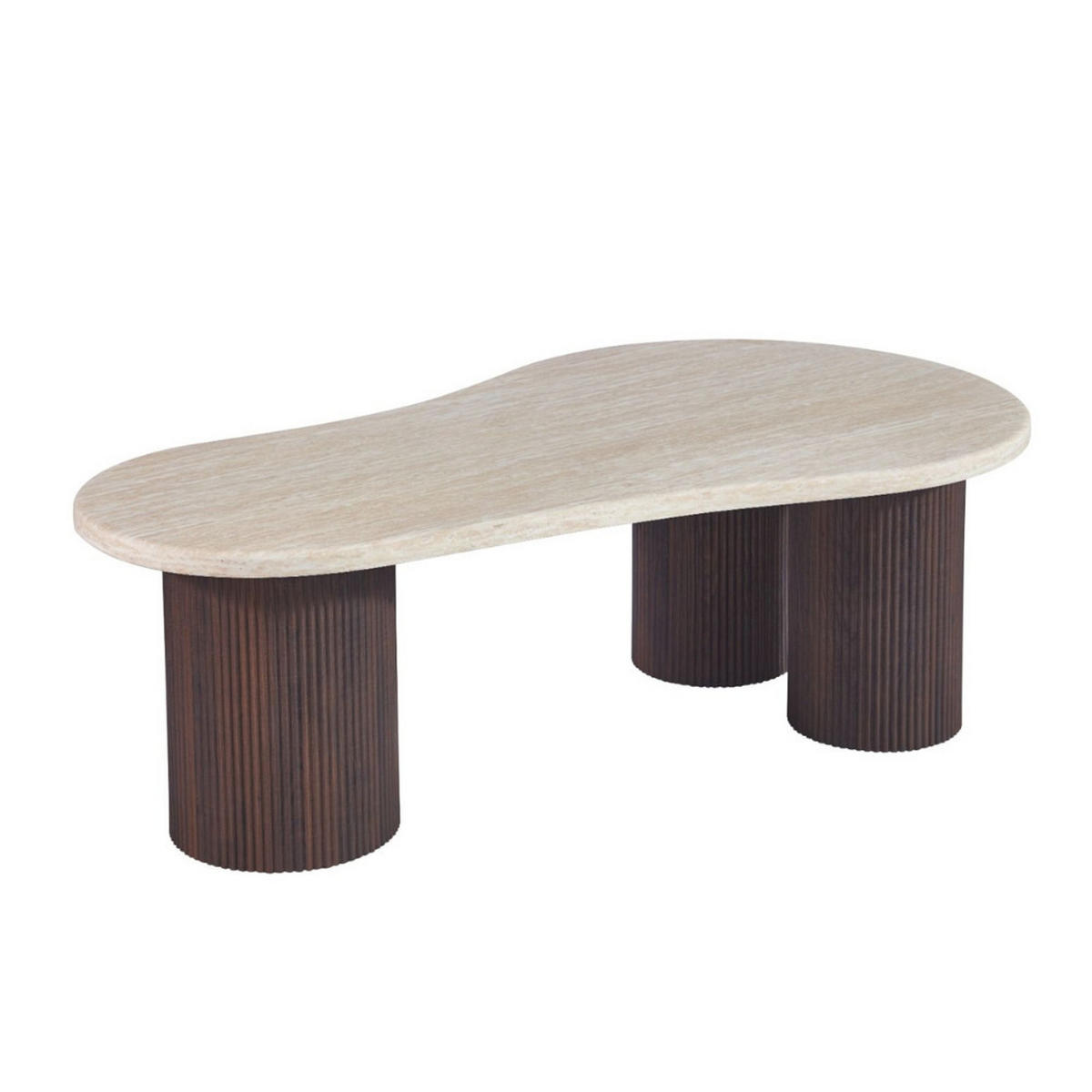 COUCHTISCH Lucano mit massiver Travertin Tischplatte und Tischbeinen in Säulenstil 140cm - Braun, Stein (80/140/45cm) - alesvelt