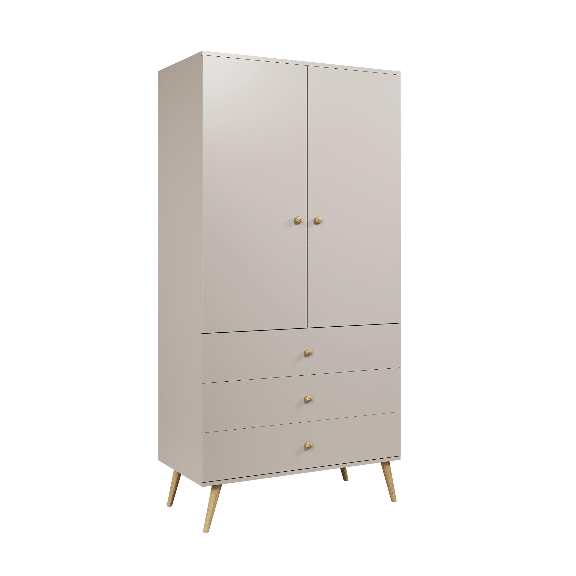 KLEIDERSCHRANK NATURA, 100 cm, Kaschmir, mit 3 Schubladen - Grau, Holz (100/202/52cm) - Excellent Home