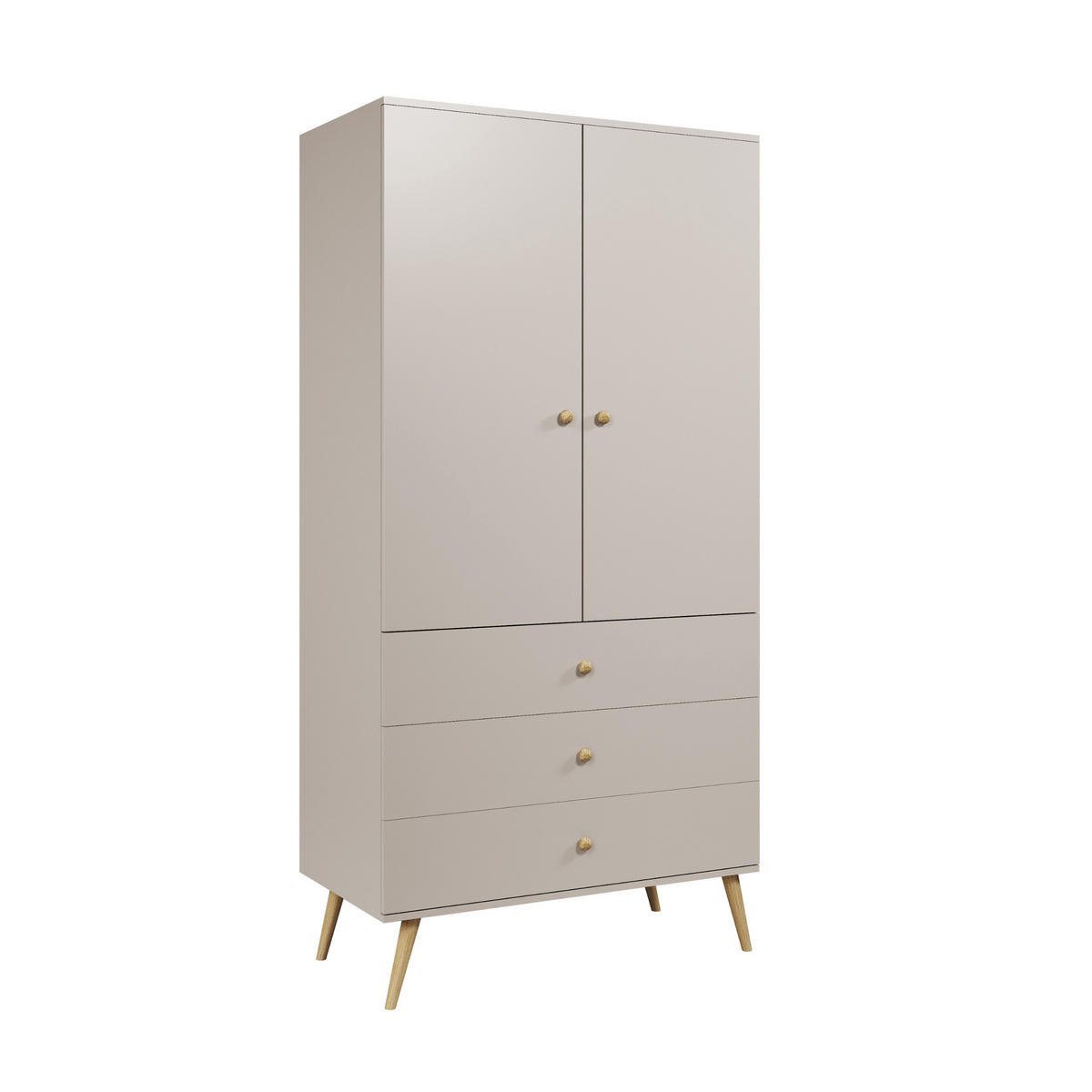 KLEIDERSCHRANK NATURA, 100 cm, Kaschmir, mit 3 Schubladen - Grau, Holz (100/202/52cm) - Excellent Home