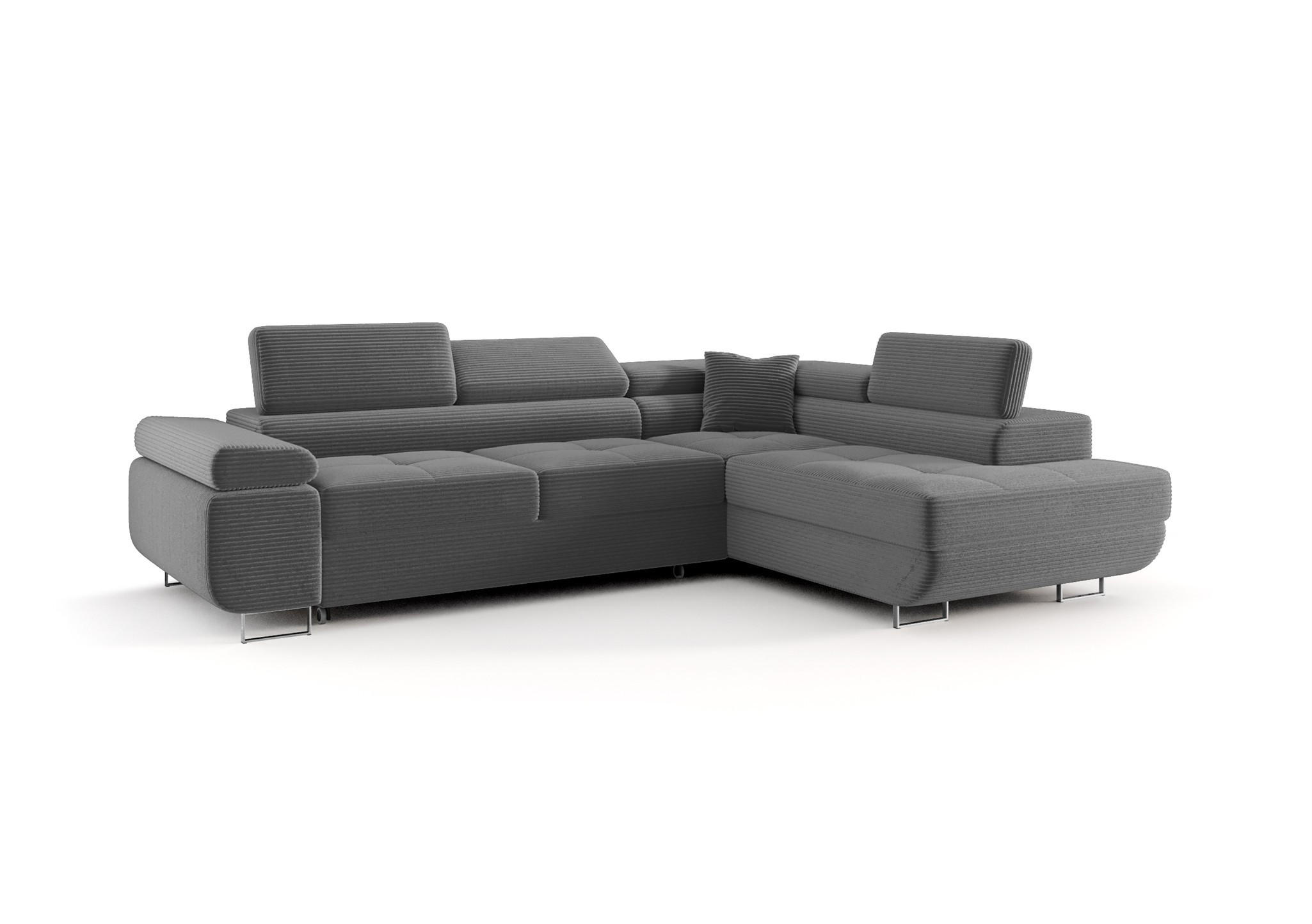ECKSOFA Monaro Mit Schlaffunktion - Grau, Holzwerkstoff/Textil (275/202cm) - Fun Möbel