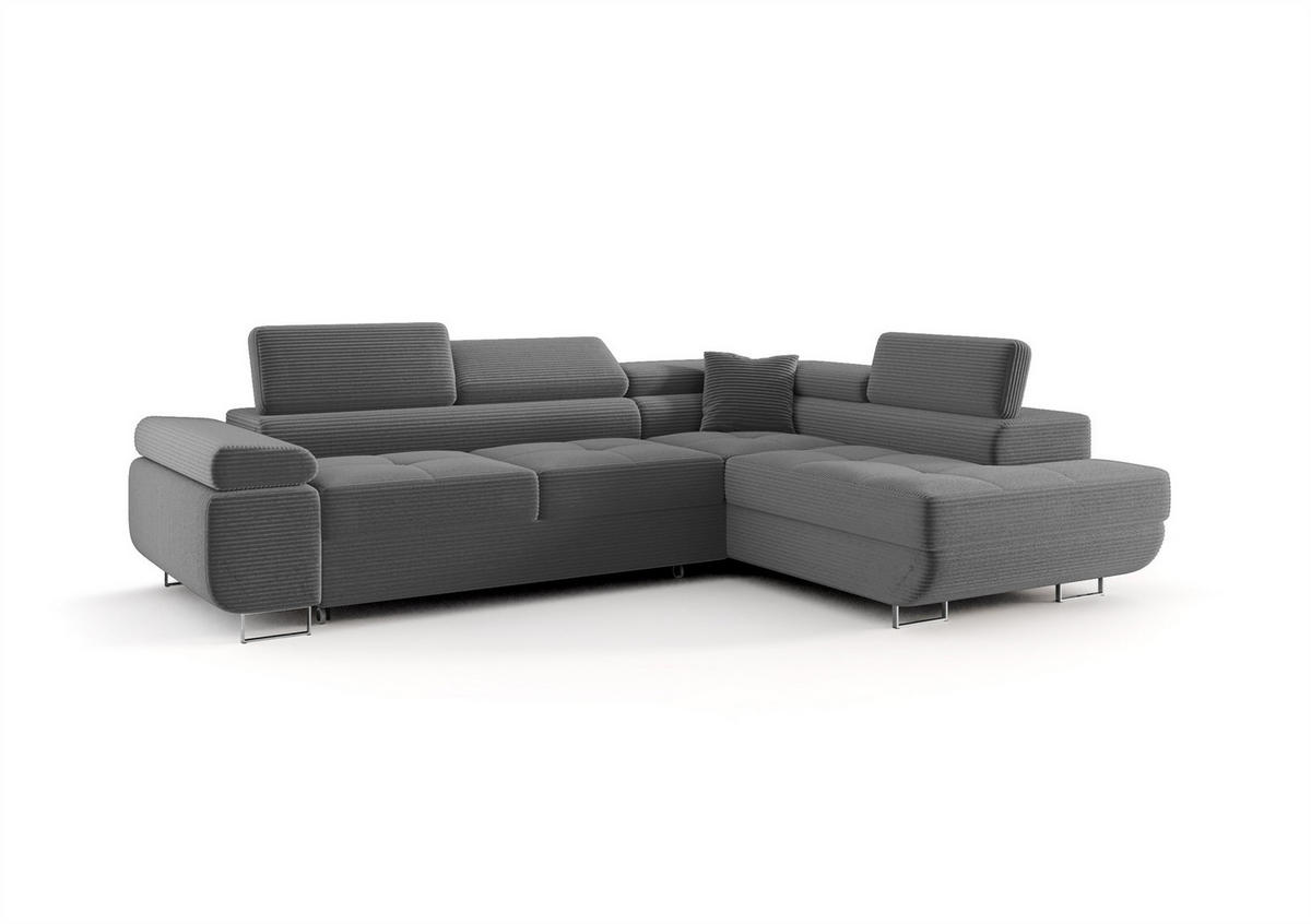 ECKSOFA Monaro Mit Schlaffunktion - Grau, Holzwerkstoff/Textil (275/202cm) - Fun Möbel