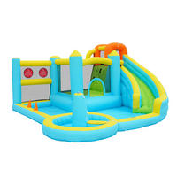 HÜPFBURG Wasserpark Kinder Rutsche Pool Gebläse Outdoor - Multicolor, Textil (430/390/210cm) - FLIEKS