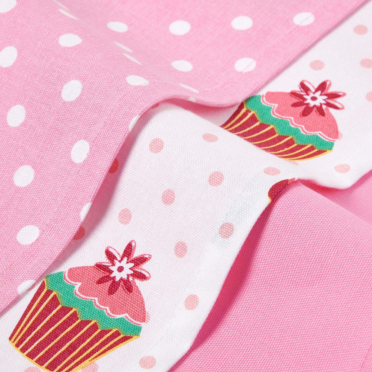 GESCHIRRTÜCHER Cupcakes, 3er-Set, 100% Baumwolle - Rosa, Textil (50/70cm) - Homescapes