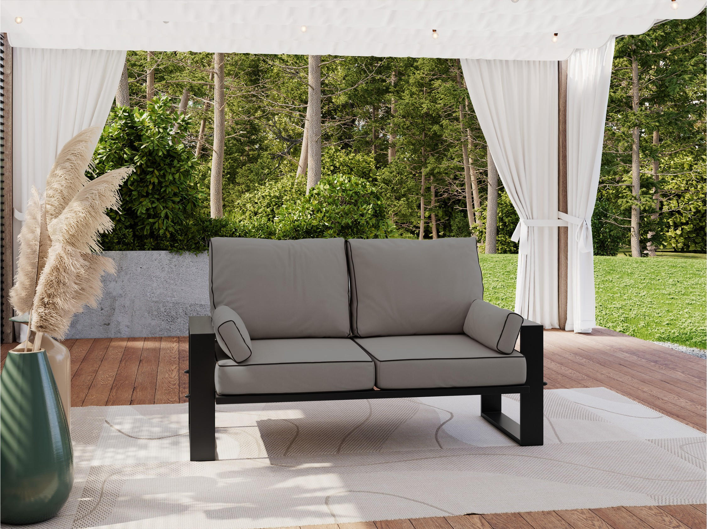 LOUNGESOFA Elba 2 Sitzer - Grau - Grau, Textil (150/90/87cm) - MKS