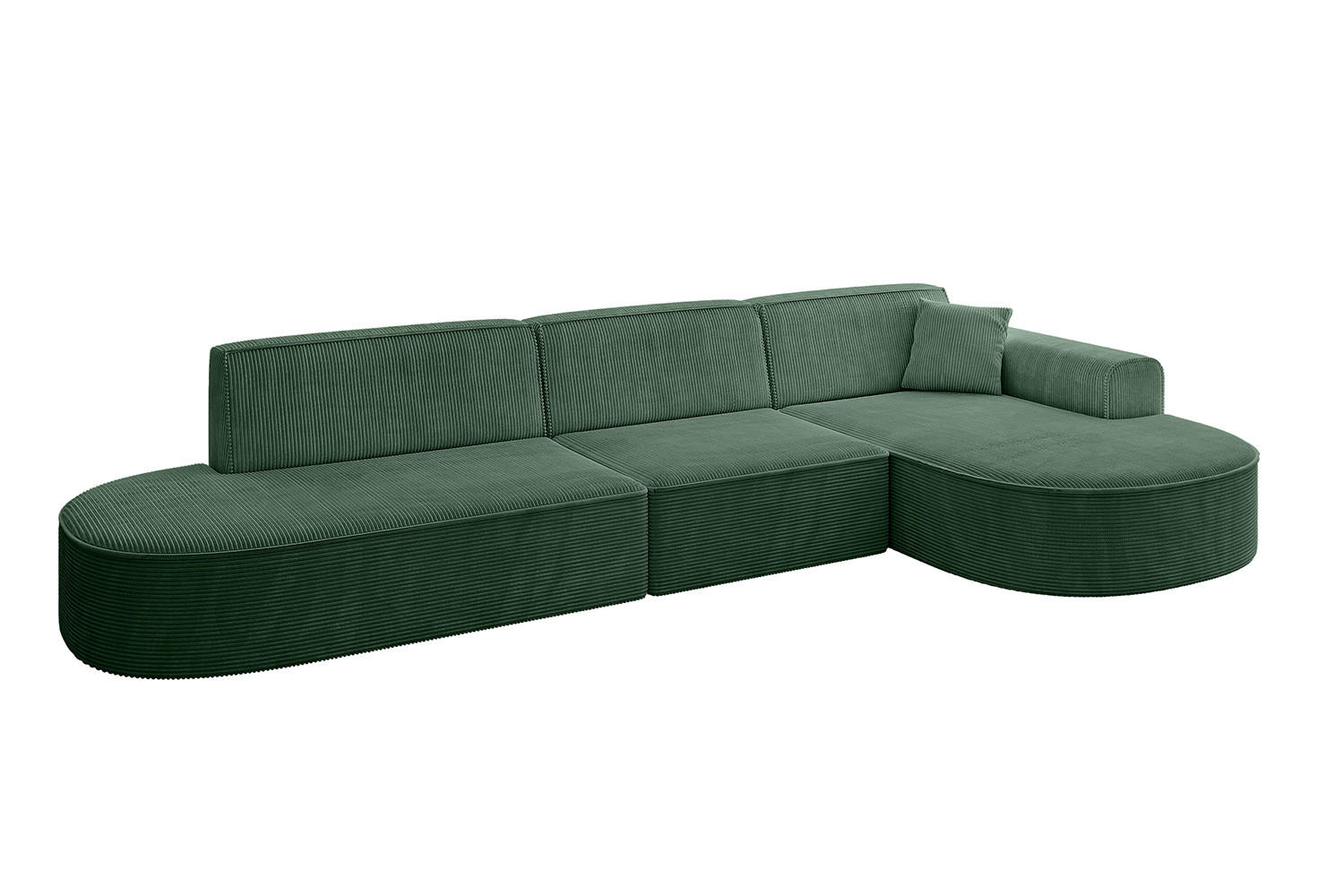ECKSOFA Ottomane Rechts MARI-L2 - 317x163x73,5 cm Grün Cord - Schwarz/Grün, Holzwerkstoff/Kunststoff (317/163cm) - ALTDECOR