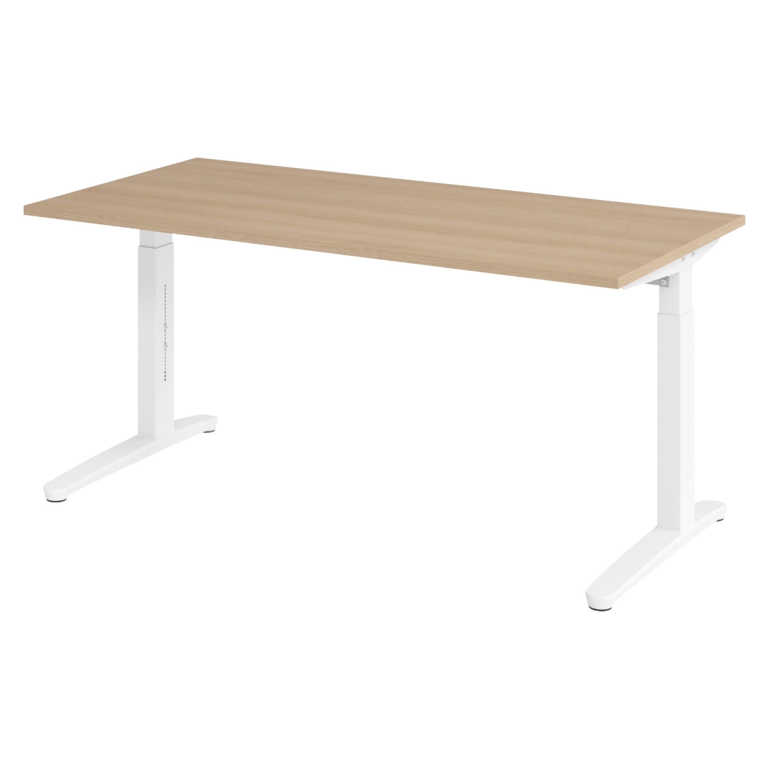 SCHREIBTISCH Serie-XB 80/160/74 cm in Eichefarben/Weiß - Eichefarben/Weiß, Holzwerkstoff (80/160/74cm) - bümö