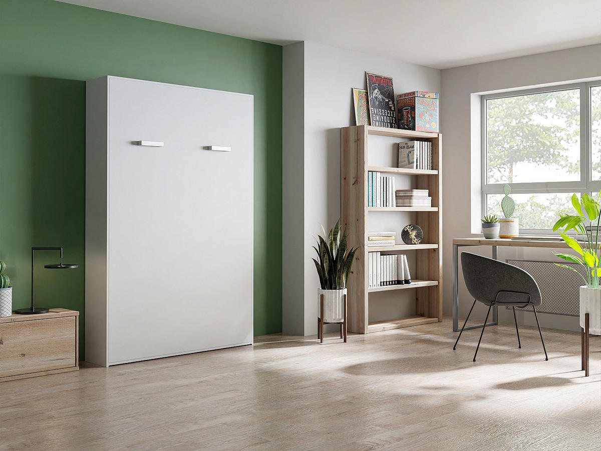 SCHRANKBETT - 2 Personen - Holz, Platte - Weiß - - Weiß, Holz (140/200cm) - Vente-Unique