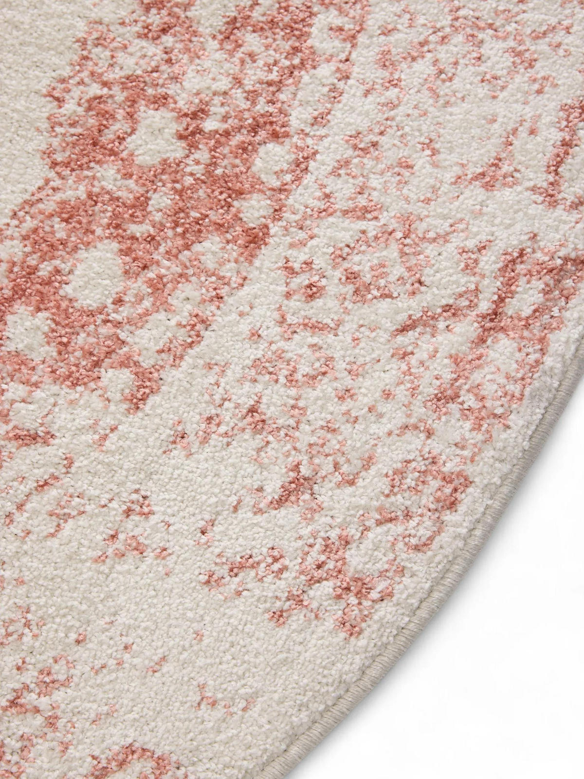 VINTAGE-TEPPICH Sia ø 120 cm rund - Creme/Rosa, Kunststoff (120/120cm) - benuta