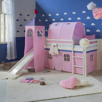 HOCHBETT mit Rutsche 90/200 cm Rosa - Weiß/Rosa, Holz - Homestyle4u