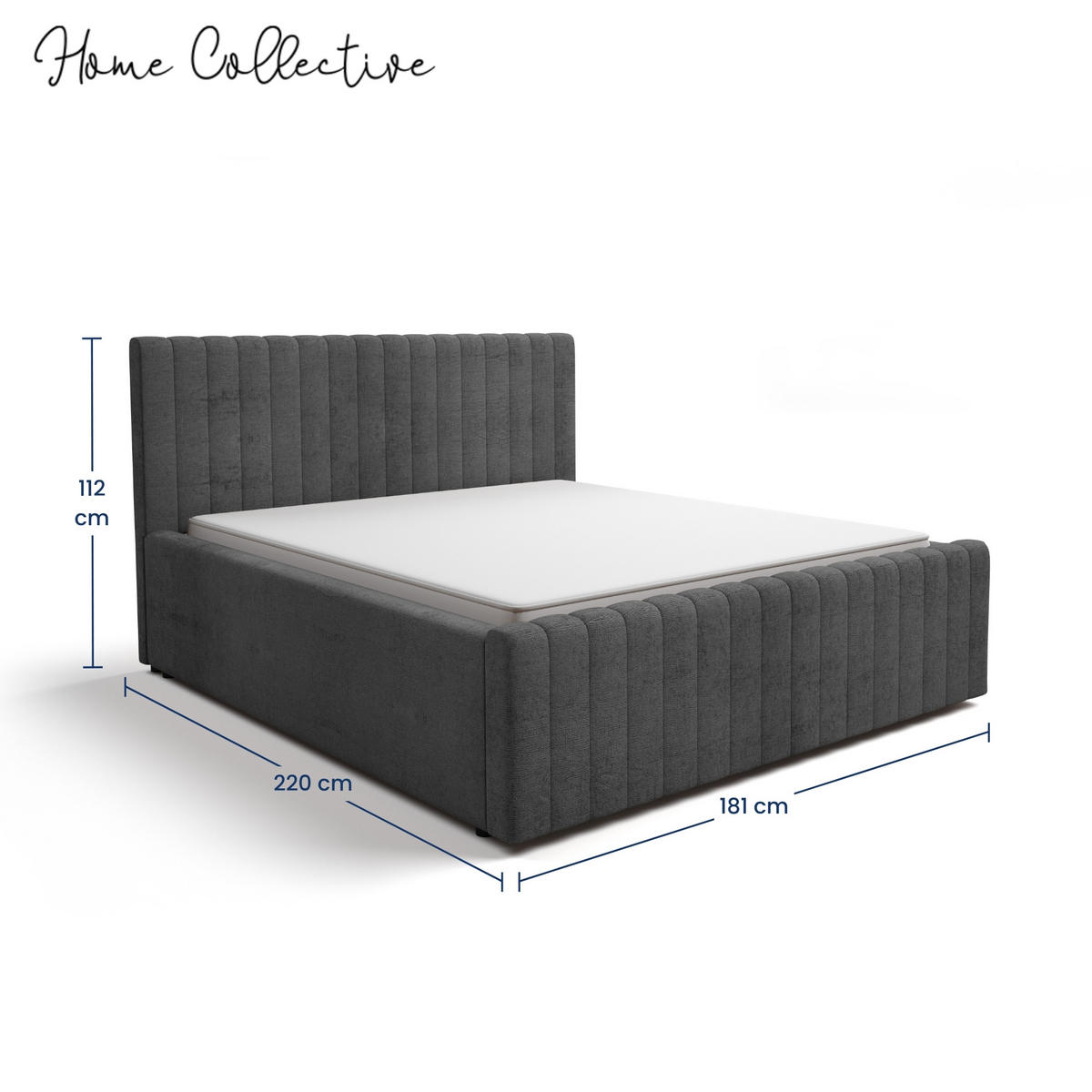 POLSTERBETT 160x200 cm in Graphit - Graphitfarben, Textil (160/200cm) - Home Collective