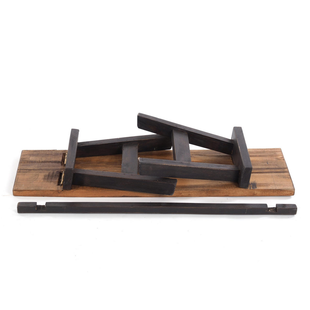 SITZBANK ANZIO 90 Mahagoni Massivholz, zusammenklappbar 04 schwarz-natur - Graubraun, Holz (90/39/26cm) - DESIGN DELIGHTS
