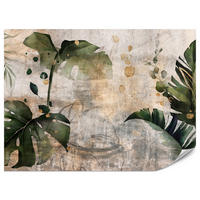 FOTOTAPETE für Schlafzimmer Tropisch Monstera Aquarell Retro 300x210 - Beige/Orange, Papier (300/210cm) - Muralo
