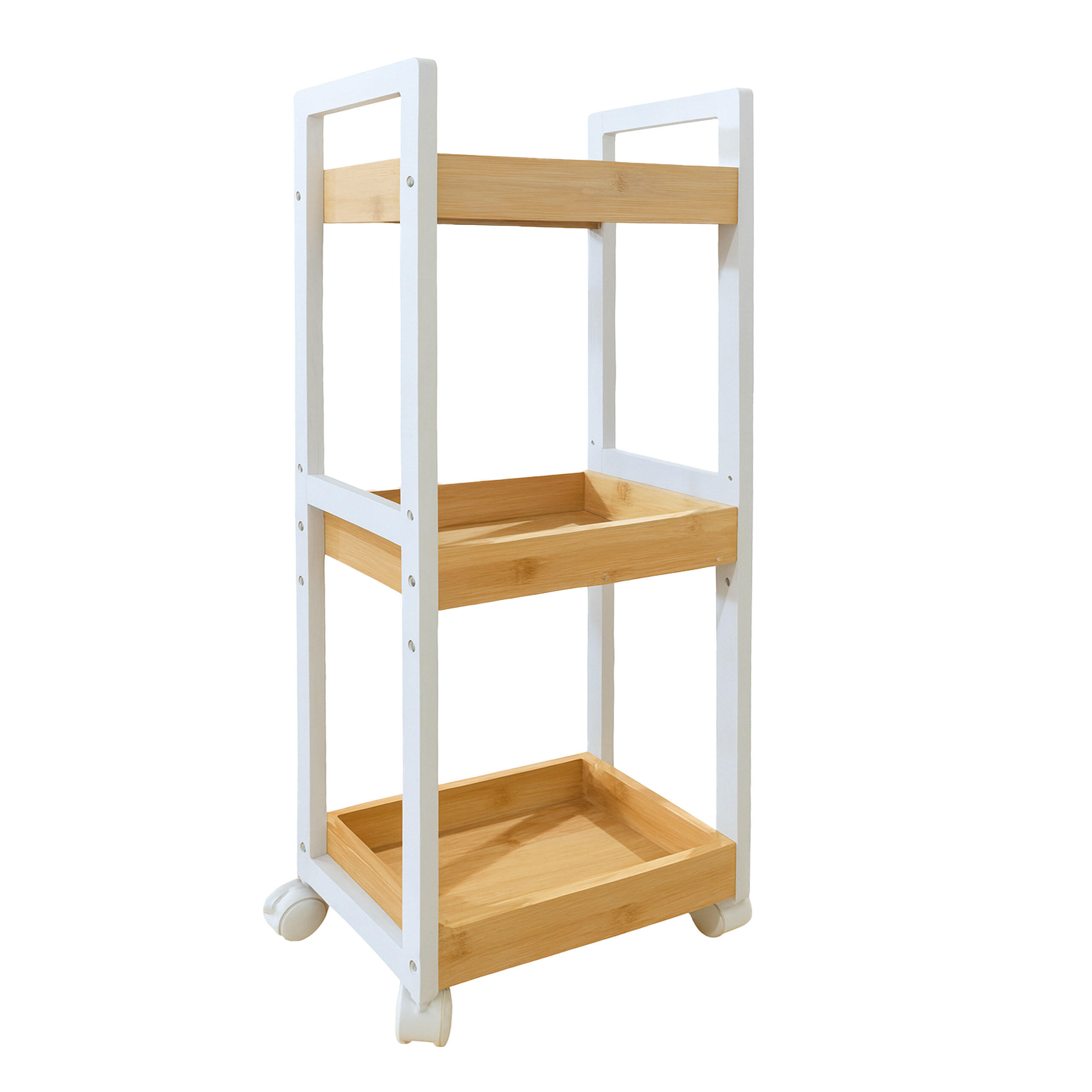 CARUCIOR Natural alb bambus 3 rafturi 80 cm