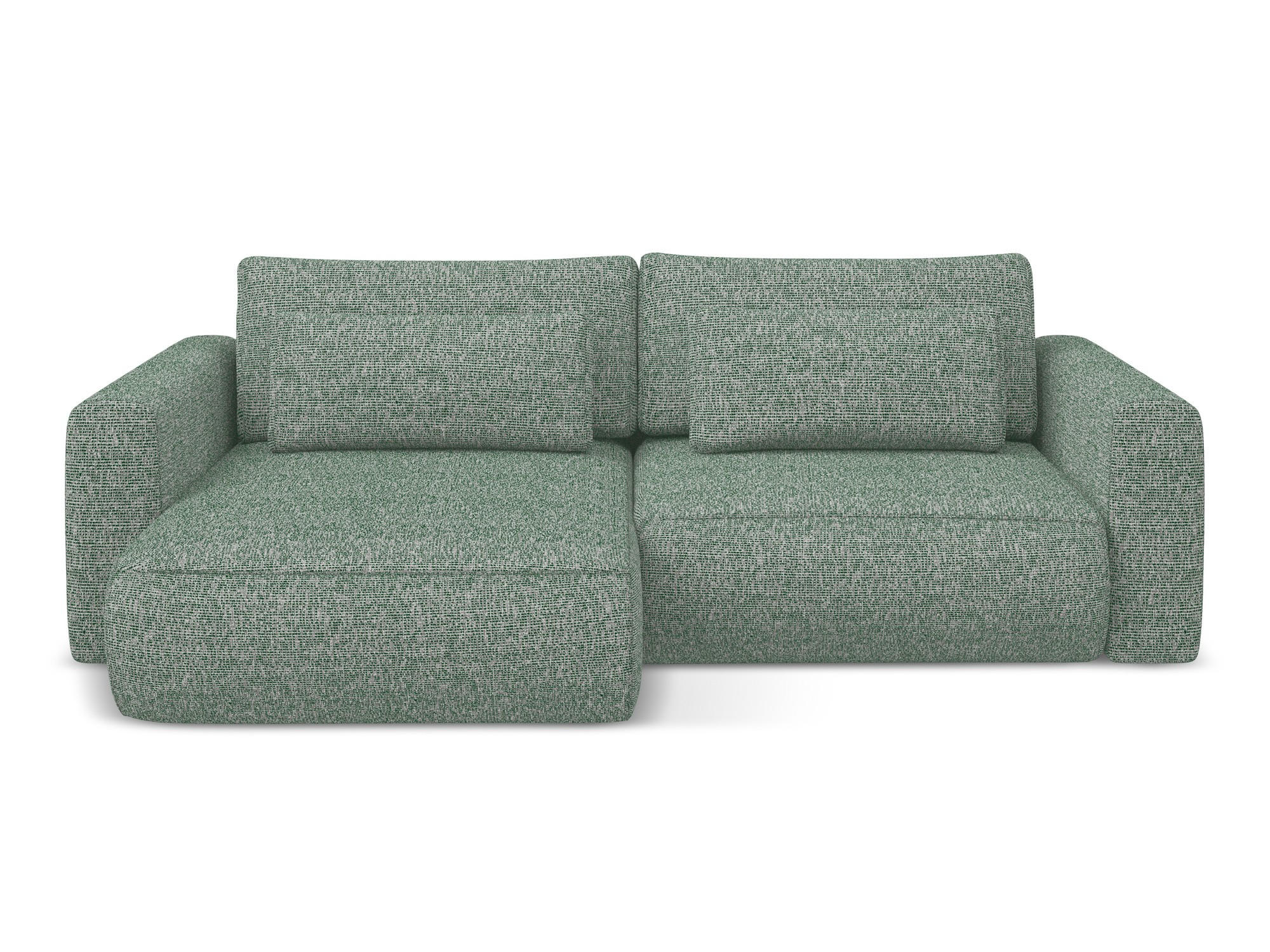 ECKSOFA mit Schlaffunktion Strukturstoff Stoff Grün - Schwarz/Hellgrün, Kunststoff/Textil (149/240cm) - Makamii