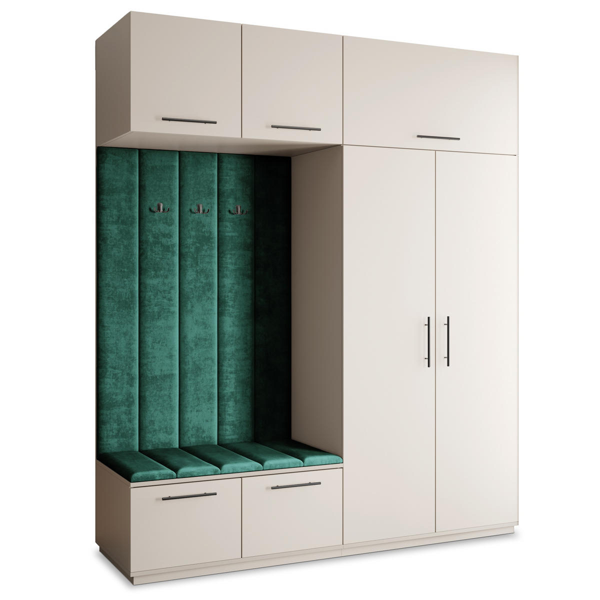 GARDEROBENSCHRANK REMA 200/240/60 cm Modern Garderobe-Set Kaschmir - Kaschmir/Grün, Holzwerkstoff (200/240/60cm) - MASSENO