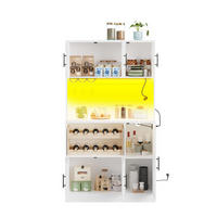 BUFFET aus MDF 100x40x180 cm Weiß mit RGB-LED, Steckdosenleiste, Weinglashalter und Weinregal - Weiß, Holzwerkstoff (100/180/40cm) - Modfu