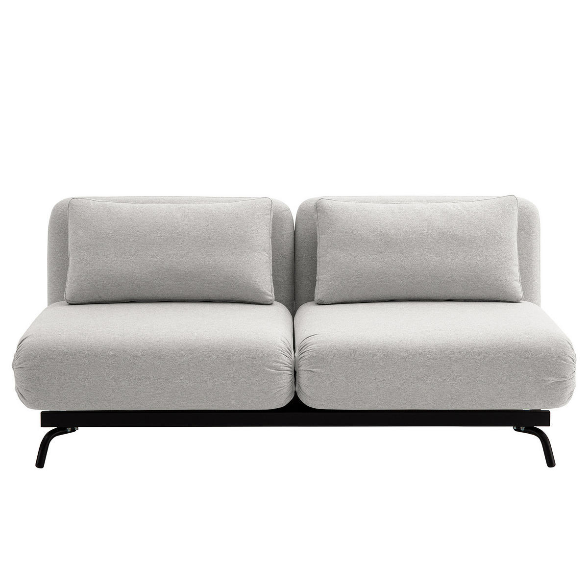 SCHLAFSOFA mit Relaxfunktion - Webstoff - Hellgrau/Schwarz, Textil/Metall (184/78/85cm) - home24