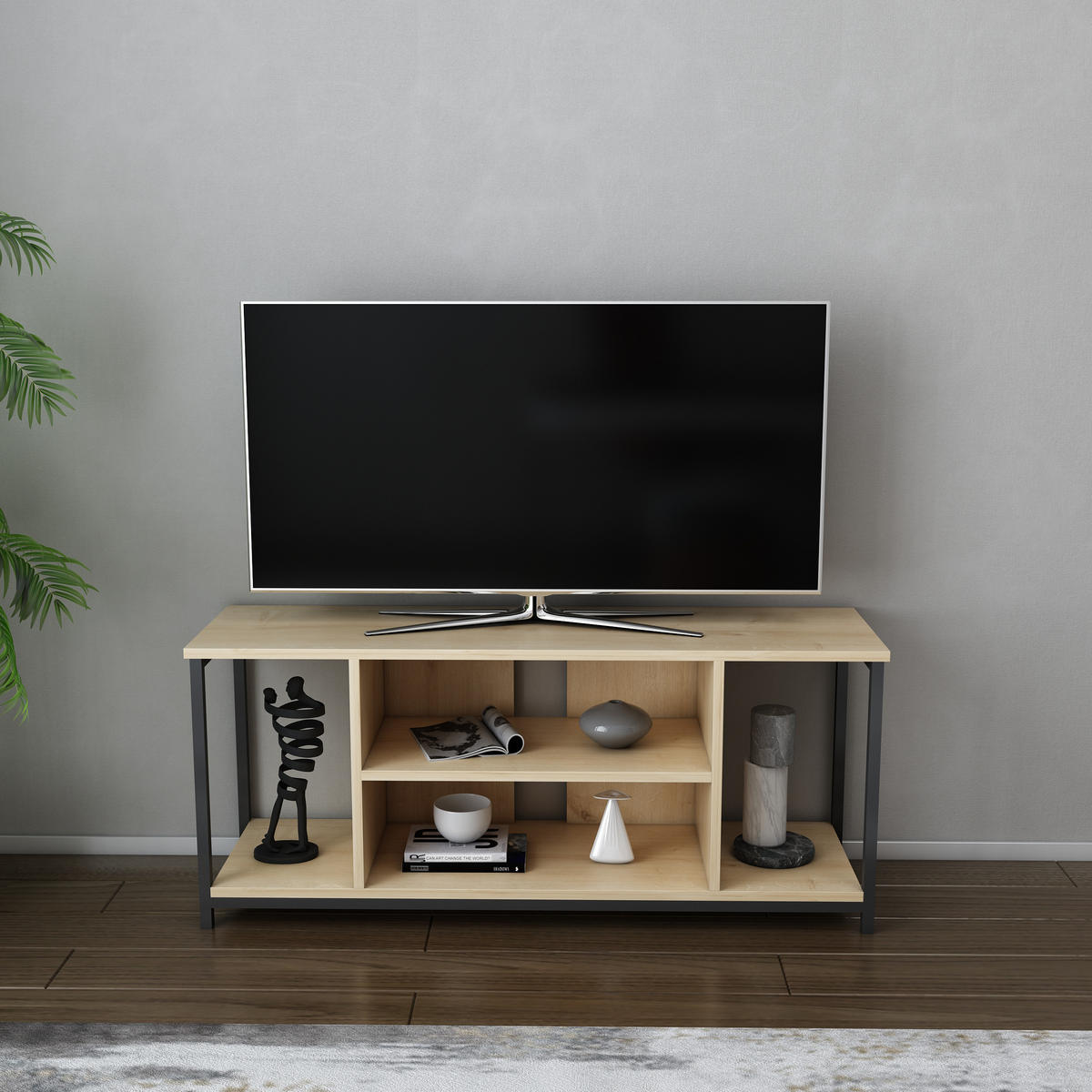 TV-ELEMENT Rinaldo Schwarz-Eiche - Mooreichefarben, Holzwerkstoff (120/51/35cm) - Decorotika