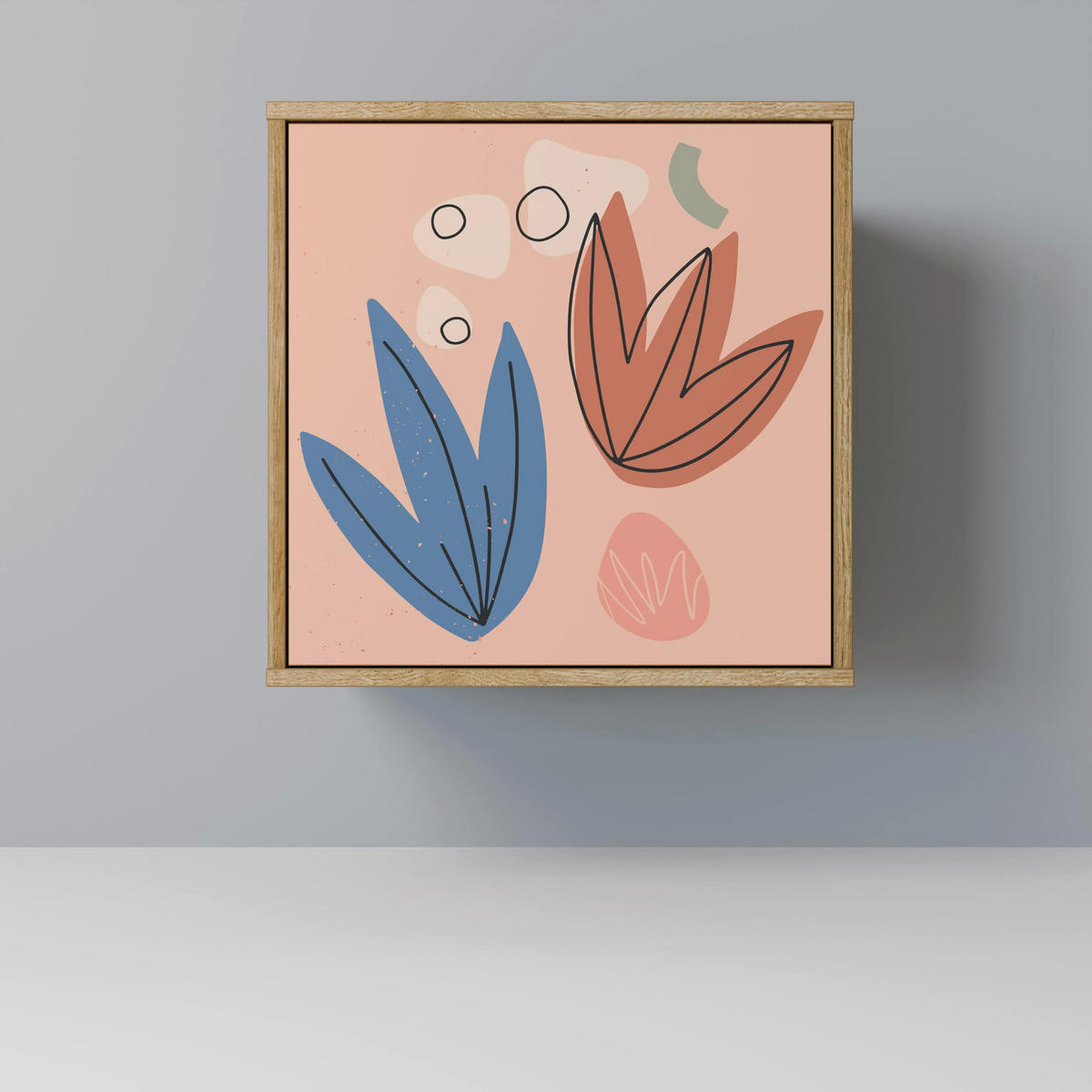 SIDEBOARD PASTEL DESTINY, Eichefarben, 57,5x42x57,5 cm, Ohne Füße - Eichefarben/Multicolor, Holzwerkstoff (57.5/57.5/42cm) - SpaceRebels
