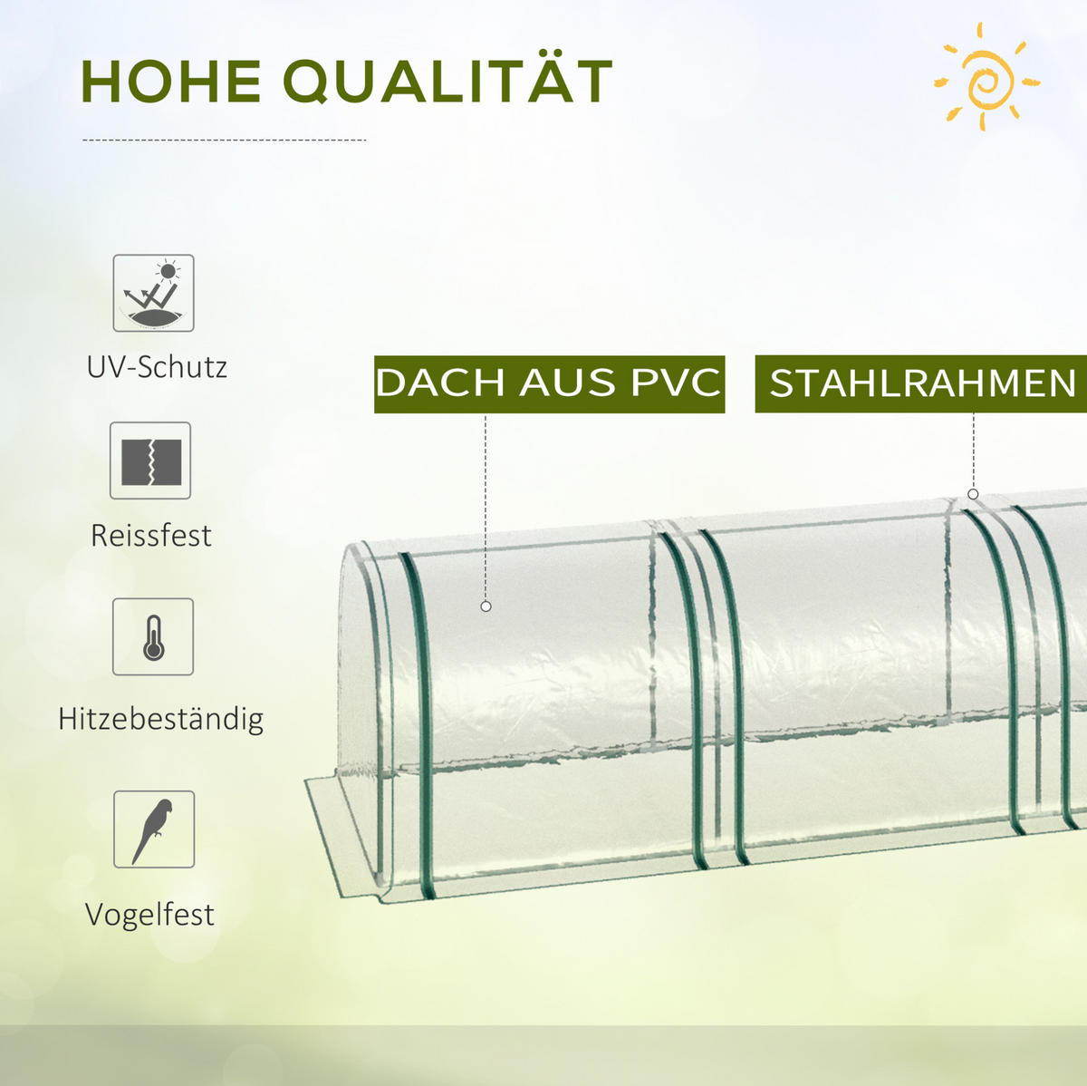 GEWÄCHSHAUS 295/100/80 cm transparent mit 3 Fenstern und Stahlrahmen - Transparent, Metall (100/80/295cm) - Flora Grace