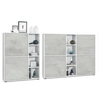 WOHNZIMMERSET Miami Beton Oxid Optik - Hellgrau, Holzwerkstoff (214.5/105.5/35.5cm) - Vladon