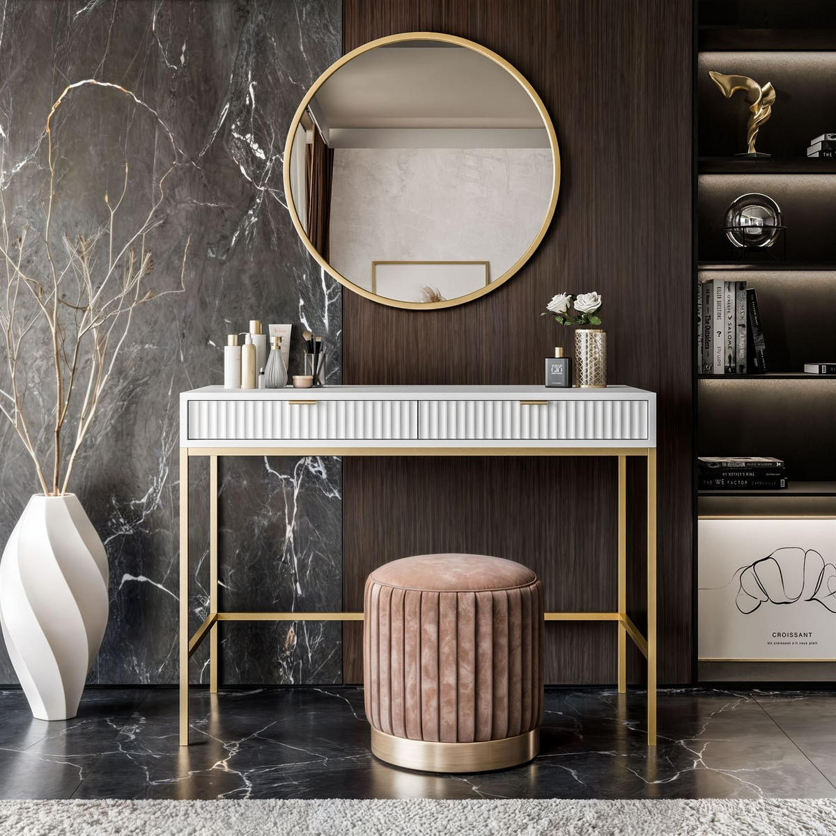 KONSOLENTISCH CORTADO GOLD T104 WEISS - Weiß, Holzwerkstoff (50/104/78cm) - Lookway