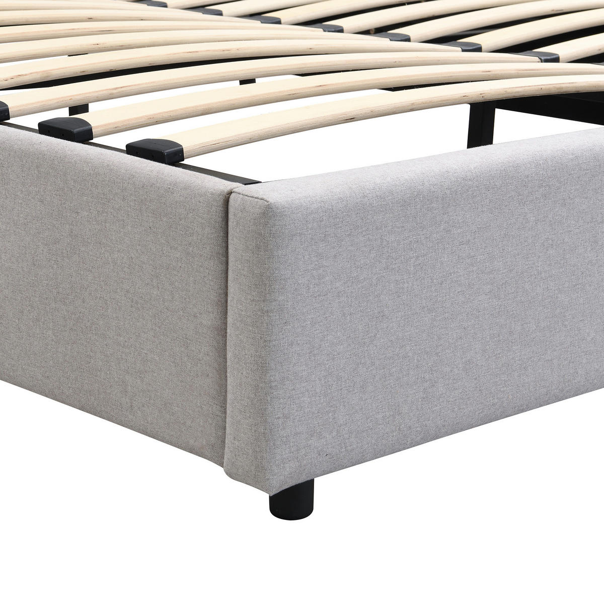 POLSTERBETT aus Leinen 180x200 cm Grau mit Stauraum, USB, kabellosem Laden und Beleuchtung - Grau, Leder (180/200cm) - IVMEU