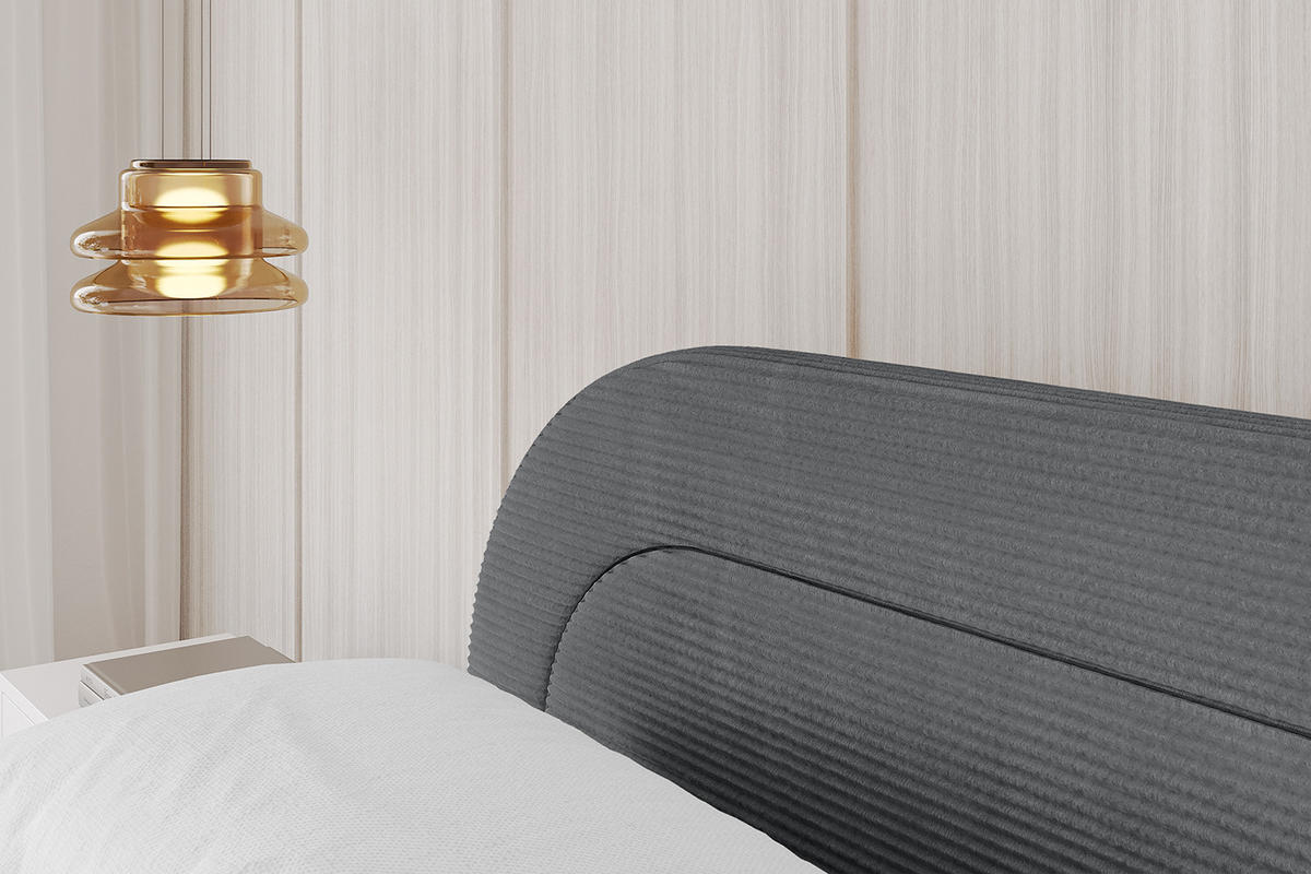POLSTERBETT mit Bettkasten, Fußteil und Lattenrost, Boxbett mit Matratze H3/H4 - LERIS-v1-Z 180x200 Dunkelgrau - Anthrazit, Holzwerkstoff/Textil (180/200cm) - ALTDECOR