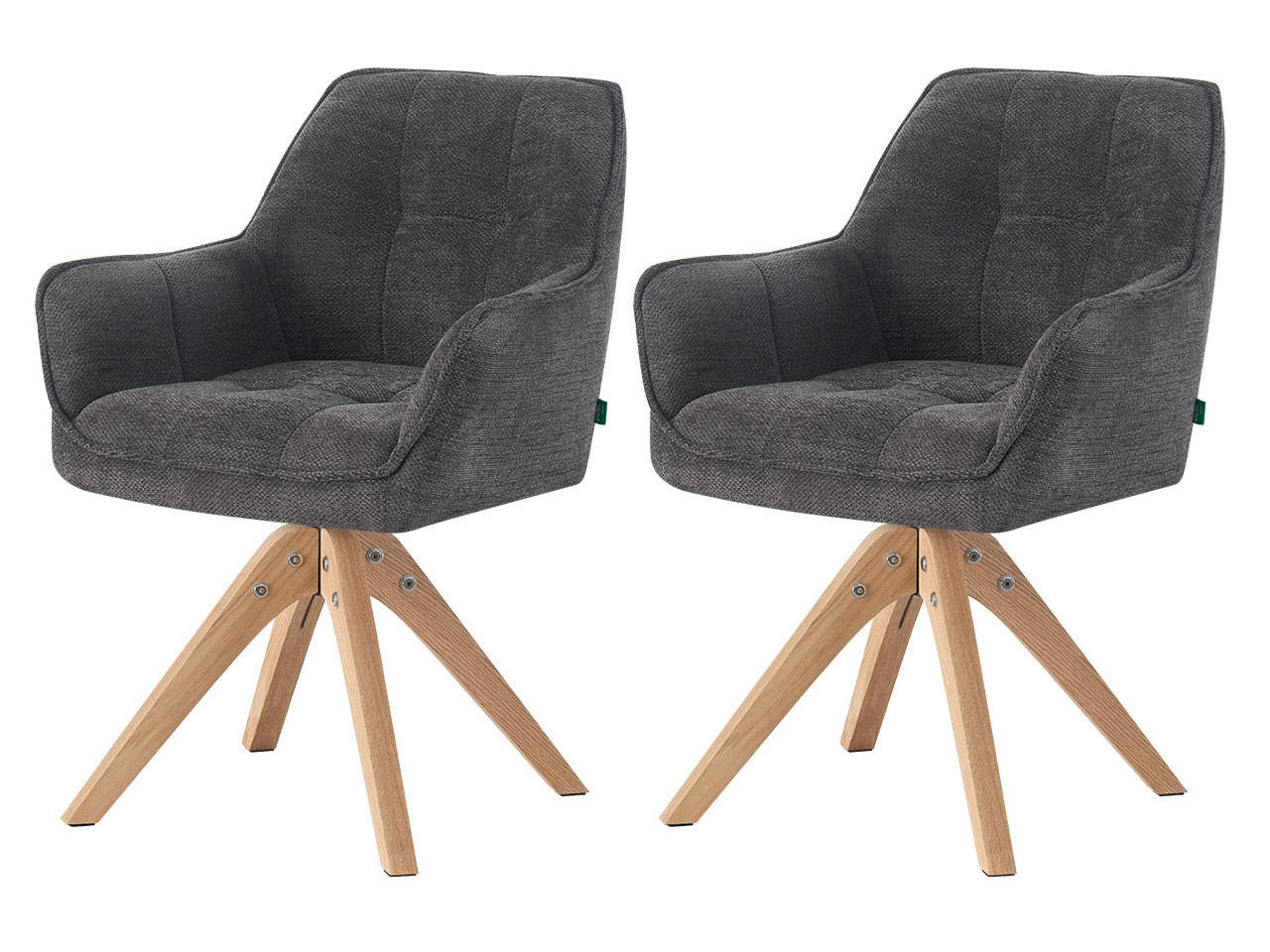 ESSZIMMERSTUHL THOMAS-LINA 2er-Set 360°drehbar - Schwarz, Holz/Textil (61/82/62cm) - DUBI Möbel
