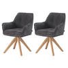 ESSZIMMERSTUHL THOMAS-LINA 2er-Set 360°drehbar - Schwarz, Holz/Textil (61/82/62cm) - DUBI Möbel