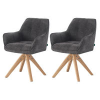 ESSZIMMERSTUHL THOMAS-LINA 2er-Set 360°drehbar - Schwarz, Holz/Textil (61/82/62cm) - DUBI Möbel