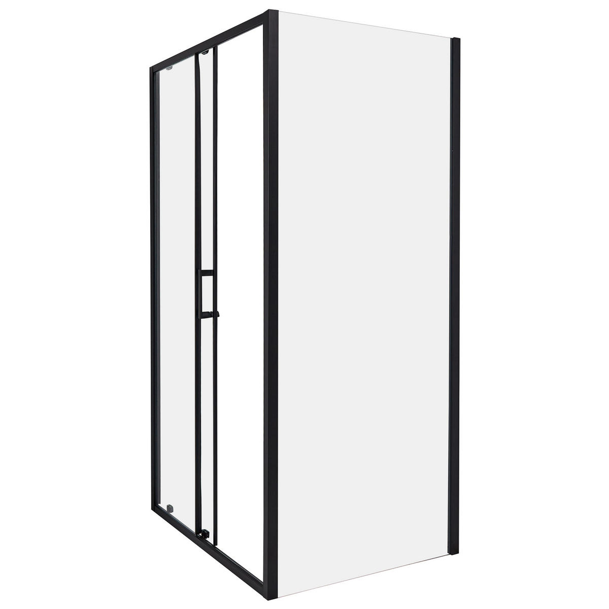 SPRCHOVÝ KOUT 80/100/185 cm Černý Yoro - černá/průhledná, sklo (80/100/185cm) - Beliani