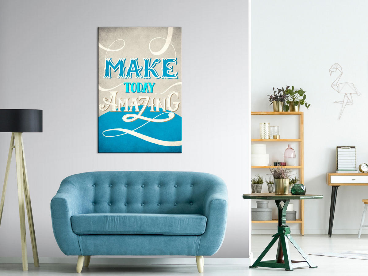 KUNSTDRUCK Blau 40/60 cm - Blau/Grau, Textil (40/60cm) - KUNSTLOFT