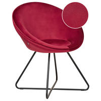 SESSEL Samtstoff rot/schwarz rund Floby II - Rot/Schwarz, Textil (69/80/58cm) - Beliani