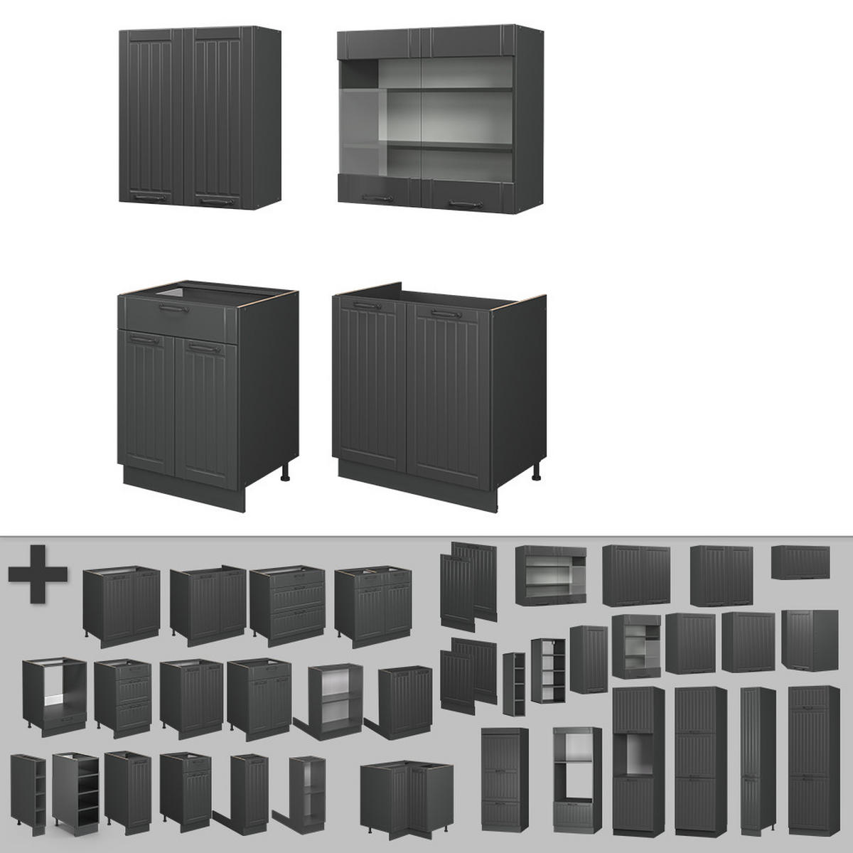 JEDNOTKOVÁ KUCHYNĚ Fame-Line Tmavě šedá - tmavě šedá/antracitová, kompozitní dřevo (140/81.6/60cm) - Vicco