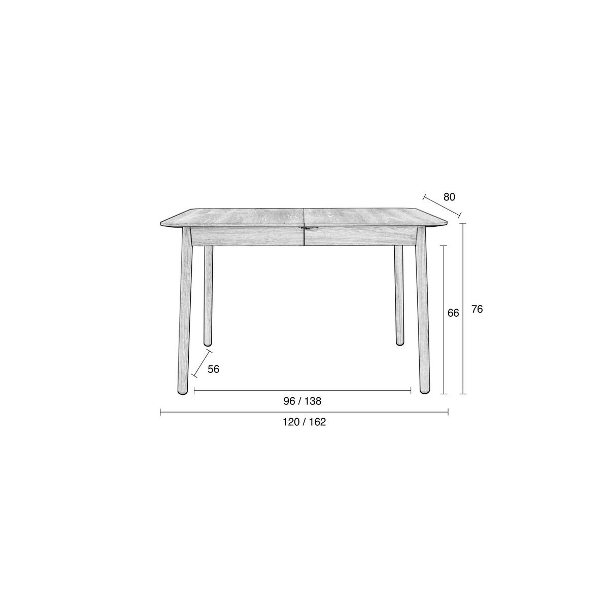 ESSTISCH Glimps Ausziehbarer 120/162x80 cm Walnuss - Braun, Holz (120/80/76cm) - Zuiver