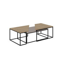 SADA 3 konferenčních stolků s kovovými nohami - TITAN - šedohnědá, kompozitní dřevo (110/70/42cm) - Calicosy