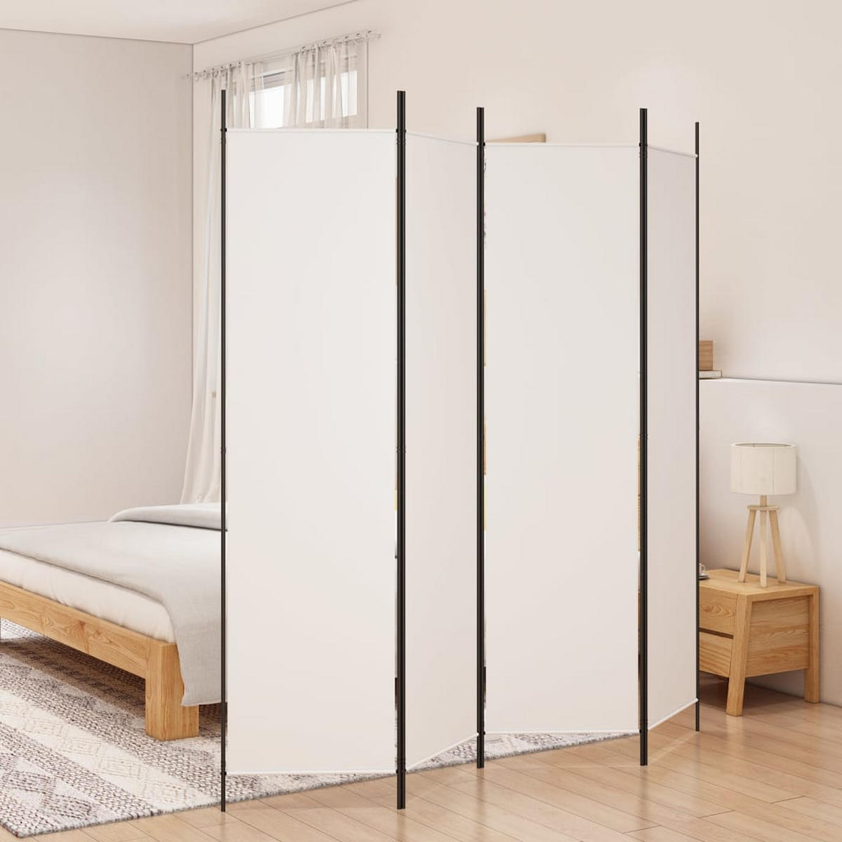 PARAVENT 4-teilig Weiss 200/200 Cm Stoff - Weiß, Textil (200/200/0.1cm) - vidaXL