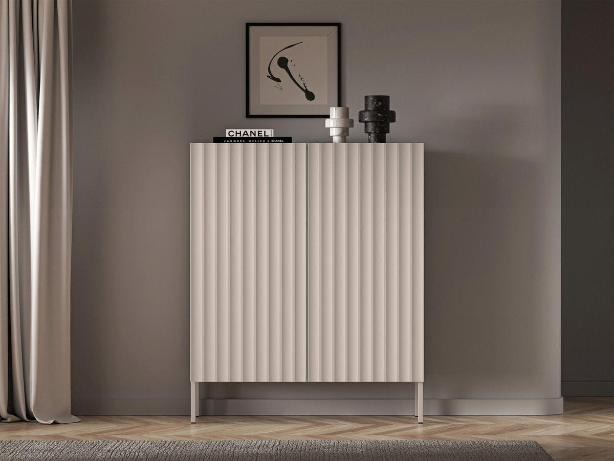 HIGHBOARD Derriva svetlo béžová 100 cm - écru/béžová, kov/kompozitné drevo (100/120/37cm) - Selsey