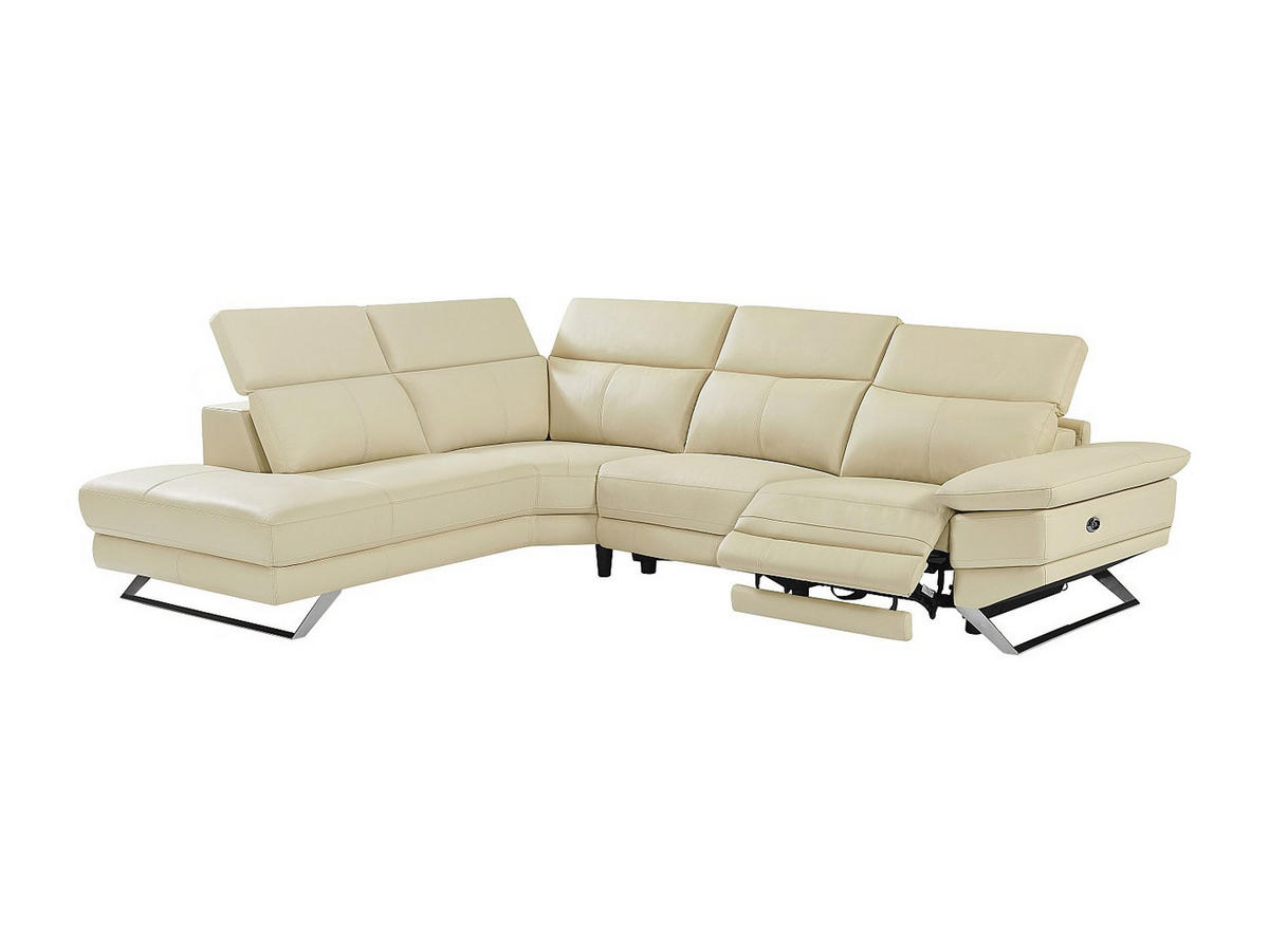 ECKSOFA Relaxsofa elektrisch - Ecke links - Rindsleder - Beige - PUNO II - Beige, Leder (299/239cm) - Vente-Unique