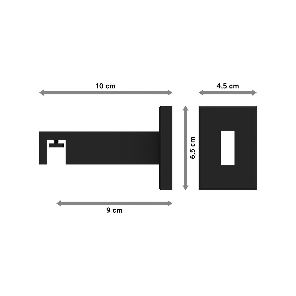 TRÄGER FÜR INNENLAUFSTANGEN 14x35 mm, Smartline 1-läufig, Schwarz - Schwarz, Metall (10/6.5/4.5cm) - INTERDECO