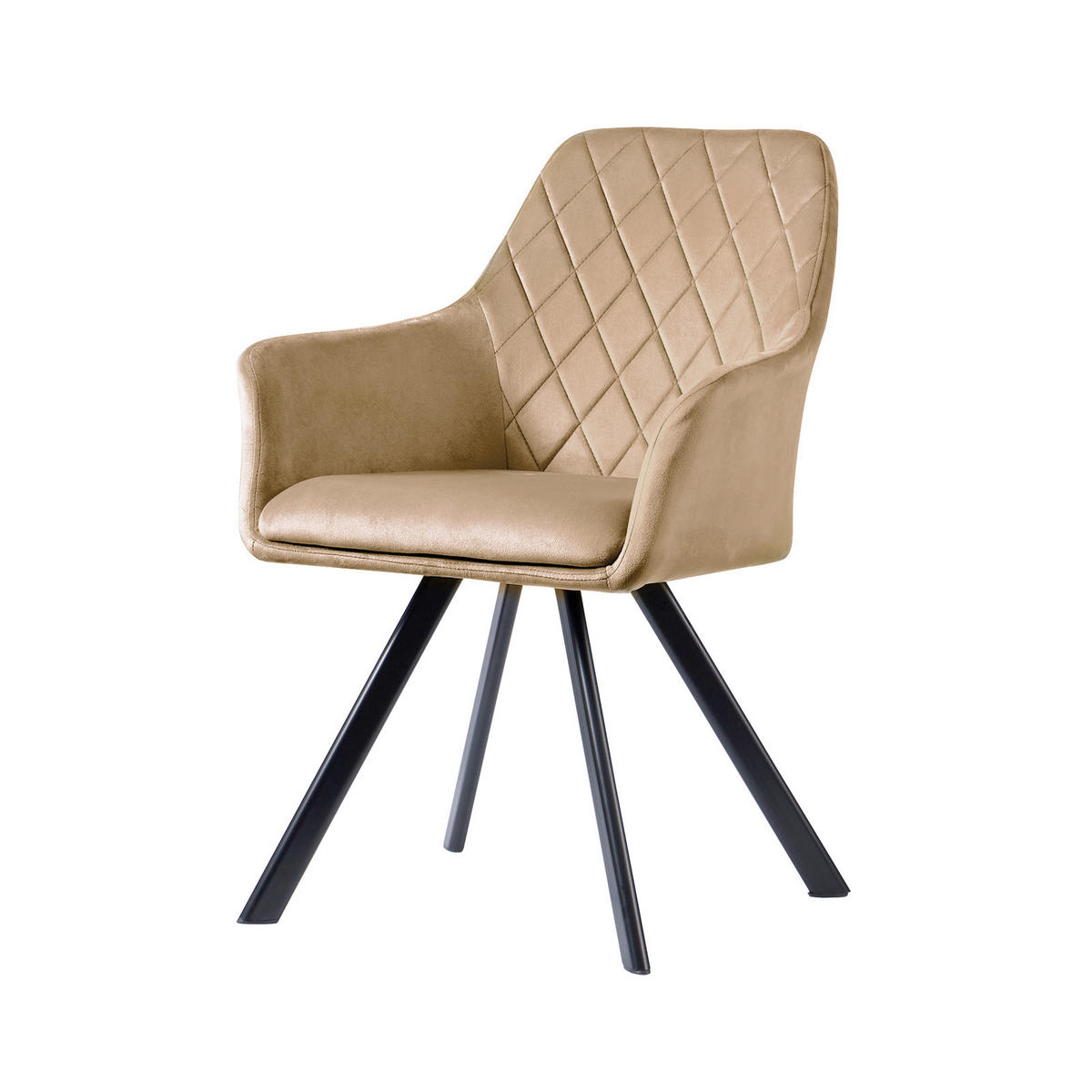 ESSZIMMERSTUHL MASON 2er Set Samt Beige - Braun, Textil (58/85/60cm) - SVITA