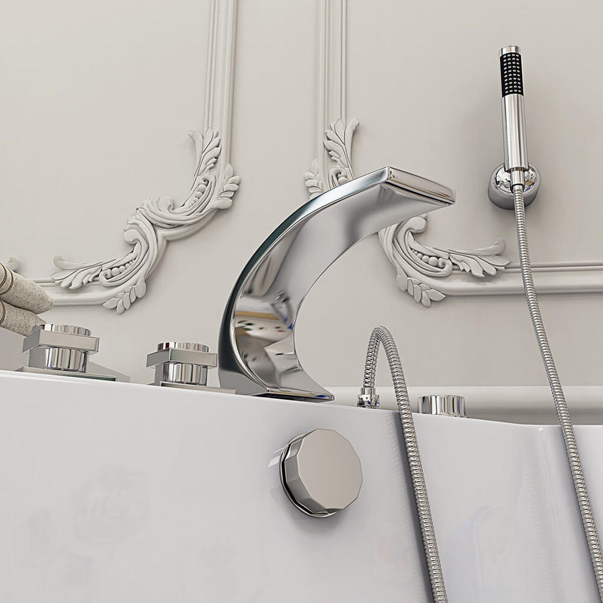 WHIRLPOOL ATLANTIC - Größe: L - Weiß, Keramik (140/64/140cm) - Home Deluxe