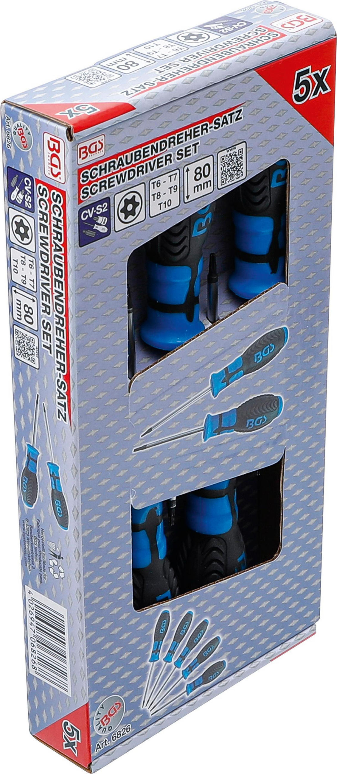 SCHRAUBENDREHER-SATZ Torx mit Bohrung T6-T10, 5-tlg. - Multicolor, Kunststoff (275/135/40cm) - BGS technic