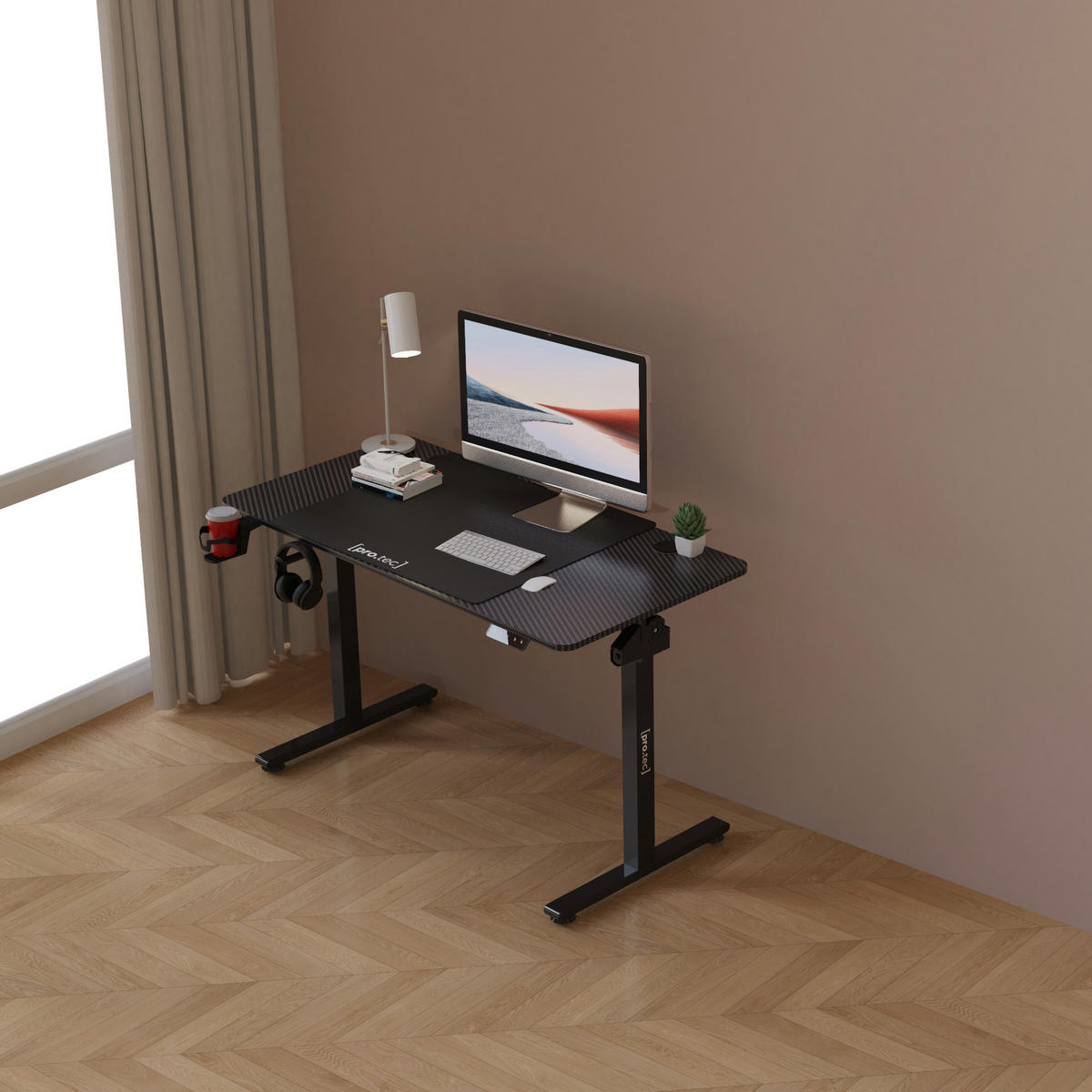 COMPUTERTISCH Stryn - Schwarz, Metall (60/120/117cm) - pro.tec