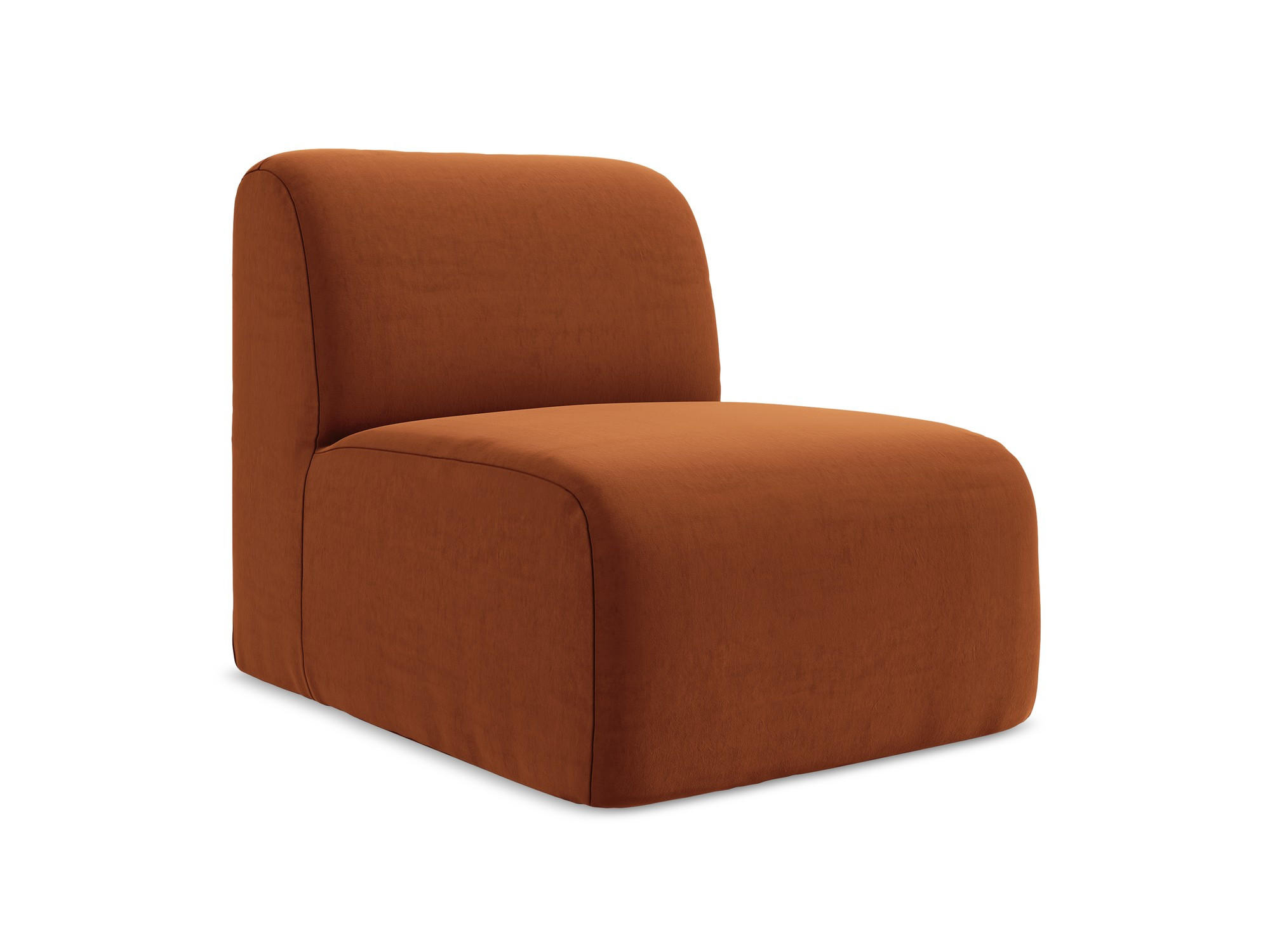 SOFAELEMENT Samt Stoff Orange - Terra cotta/Schwarz, Holzwerkstoff/Kunststoff (70/75/94cm) - Makamii