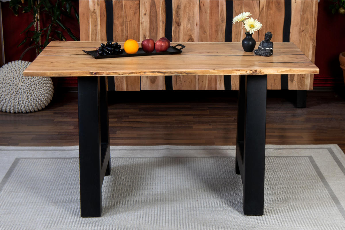 ESSTISCH POLLY - Beige/Schwarz, Holz/Metall (80/120/77cm) - SAM