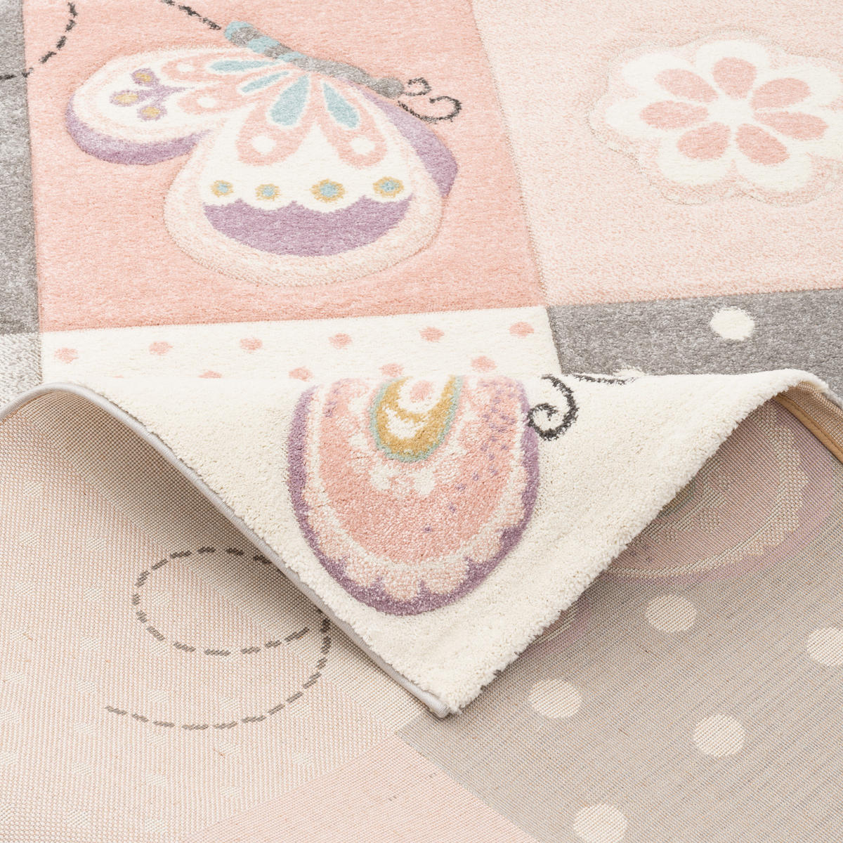 KINDER TEPPICH MAUI KIDS KARO HERZEN - Rosa, Textil (80/150cm) - Pergamon